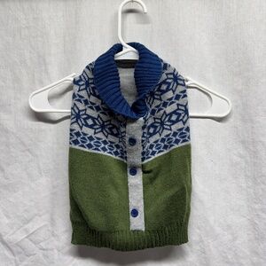 Medium Blue and Green Dog Christmas Sweater (Pointsettias)